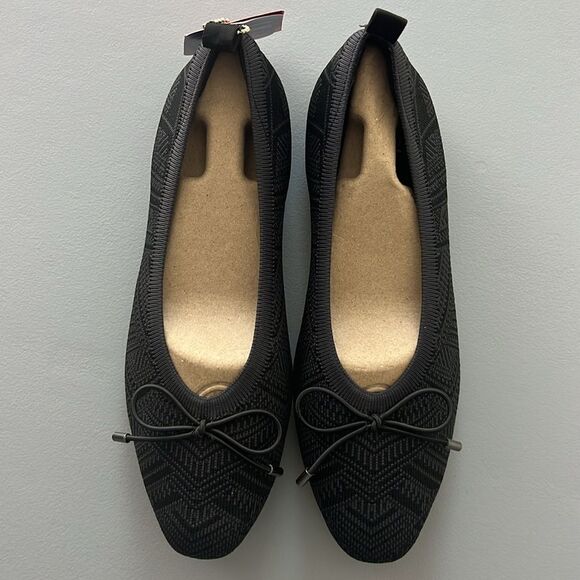 New Skechers Cleo Snip Knit Vegan Skimmers Sweet Class in Black/Charcoal Size 7W - Picture 1 of 7